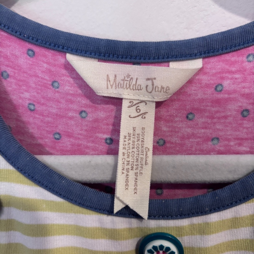 Matilda Jane Layered Ruffle Dress-Size 6- Whimsical Floral & Dot Print - Picture 3 of 5